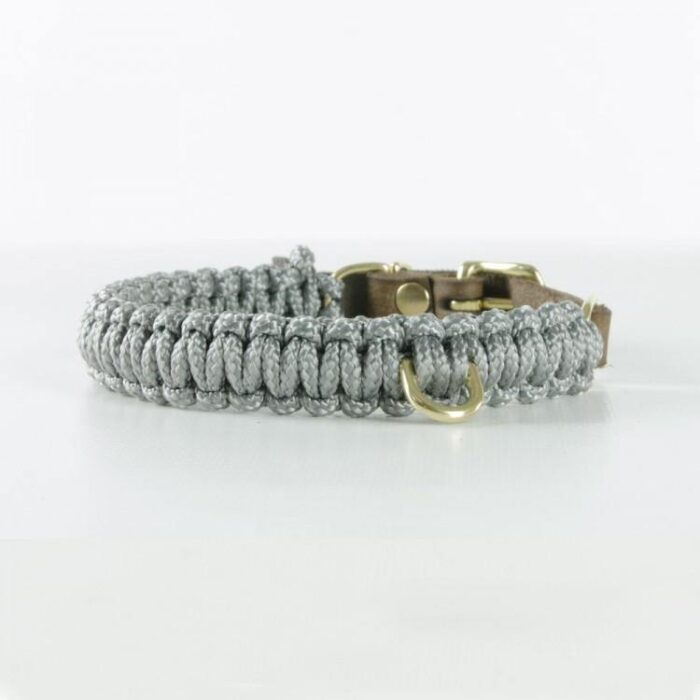 Molly and Stitch Hundehalsband Touch of Leather grau gold2