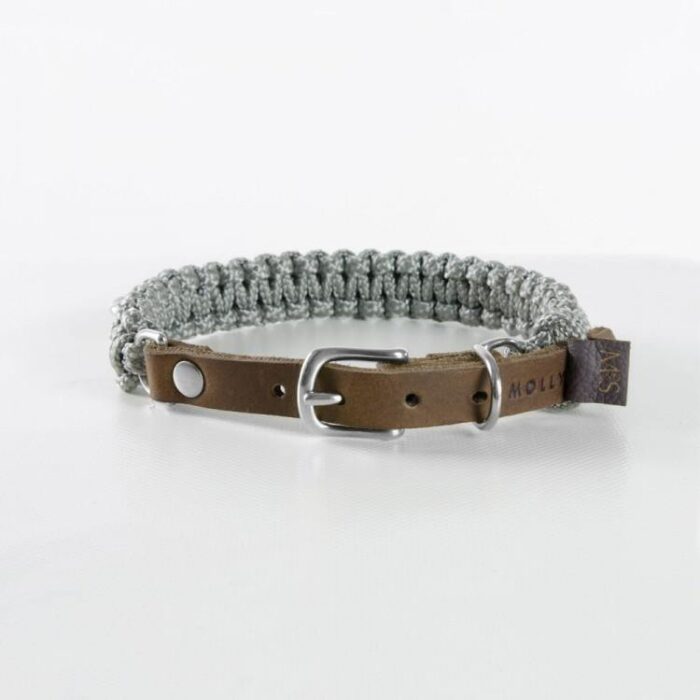 Molly and Stitch Hundehalsband Touch of Leather grau silber