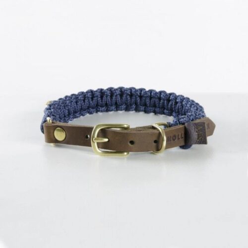 Molly and Stitch Hundehalsband Touch of Leather navy blau gold