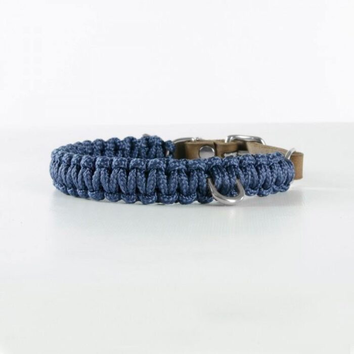 Molly and Stitch Hundehalsband Touch of Leather navy blau silber