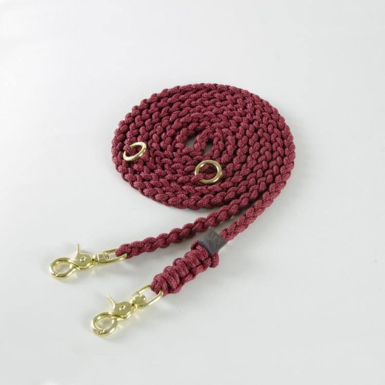 Molly and Stitch Hundeleine Touch of Leather redwine gold