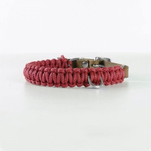Molly and Stitch Hundehalsband Touch of Leather redwine silber