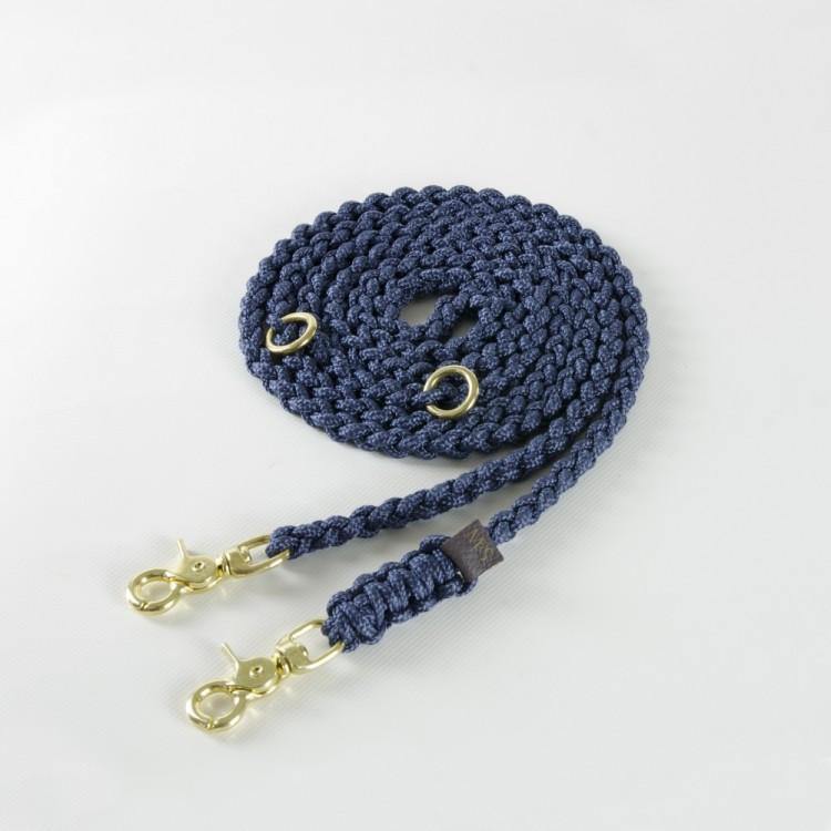 Molly and Stitch Hundeleine Touch of Leather navy blau gold