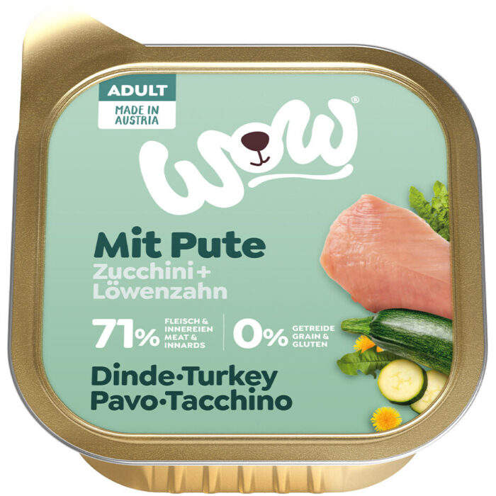 WOW Adult Pute Hunde Nassfutter Alleinfuttermenü Schale