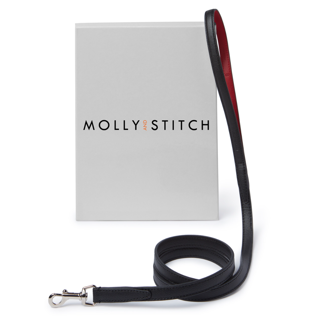 Molly and Stitch Tuscan Leder Hundeleine schwarzrot